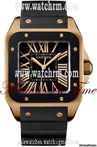 Cartier SANTOS 100 XL - ROSE GOLD & BLACK RUBBER  NEW RELEASE
