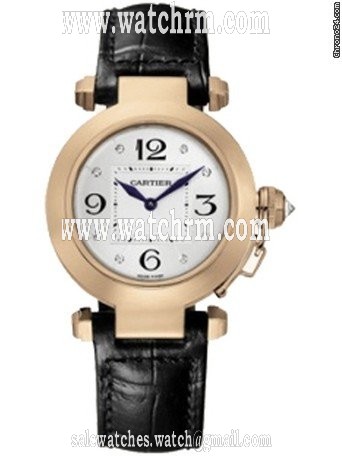Cartier PASHA 32mm LAIDES' ROSE GOLD w. SILVER SUNRAY DIAMOND DIAL