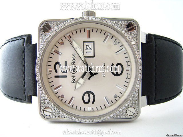 Bell & Ross BR01-96 BIG DATE DIAMOND TOP - STAINLESS STEEL ON STRAP-46mm