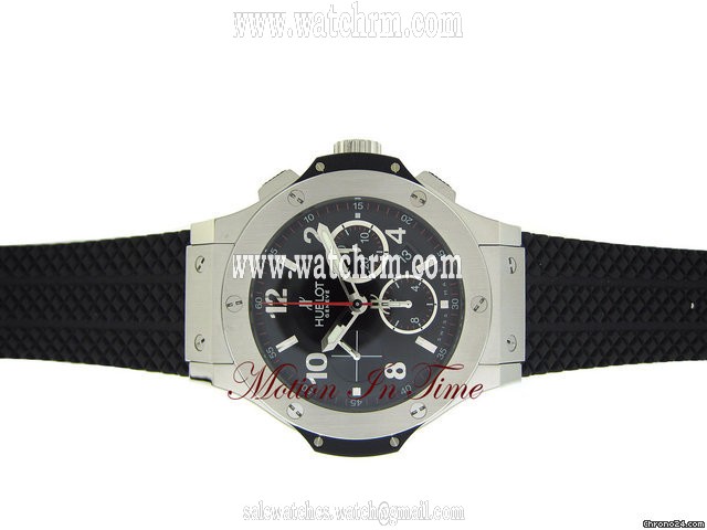 replica Hublot BIG BANG STAINLESS STEEL - BLACK RUBBER STRAP - 44.5mm - NEW WATCHES 1 