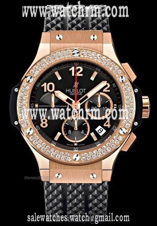 Hublot BIG BANG ROSE GOLD DIAMOND BEZEL ON BLACK RUBBER STRAP - NEW
