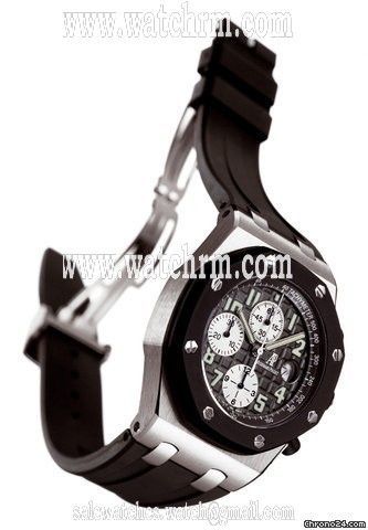 replica Audemars Piguet AP RUBBERCLAD STAINLESS STEEL -ROYAL OAK OFFSHORE-BLACK DIAL WATCHES 1 