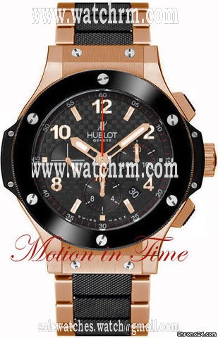 Hublot BIG BANG ROSE GOLD & BLACK CERAMIC ON BRACELET