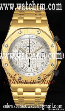 Audemars Piguet ROYAL OAK OFFSHORE YELLOW GOLD ON BRACELET - WHITE DIAL