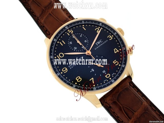 replica IWC PORTUGUESE CHRONOGRAPH AUTOMATIC ROSE GOLD BLACK DIAL - NEW WATCHES 1 