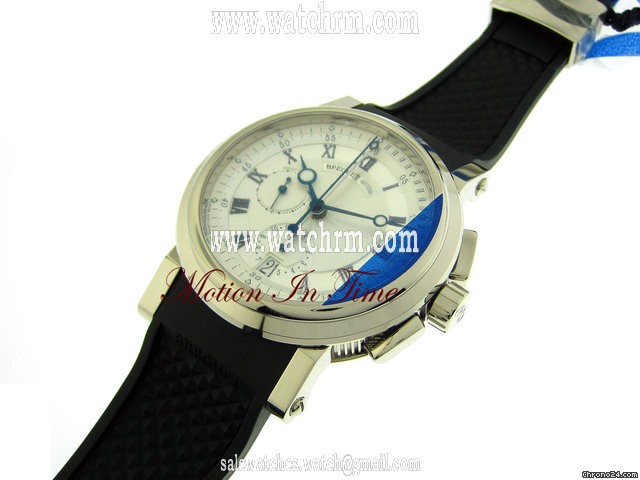 replica Breguet MARINE II 42mm CHRONOGRAPH AUTOMATIC - WHITE GOLD ON RUBBER WATCHES 1 