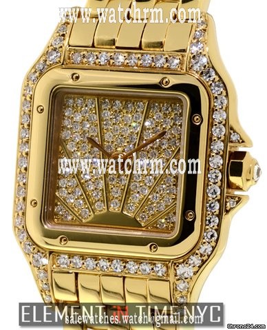 Cartier Panthere Ladies 18kt SunBurst Diamond Dial And Diamond Case