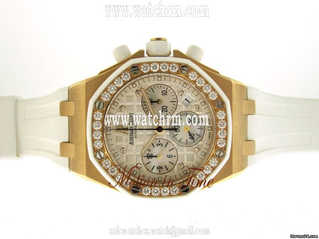 Audemars Piguet LADY OFFSHORE "ICE CREAM" ROSE GOLD DIAMOND - WHITE RUBBER