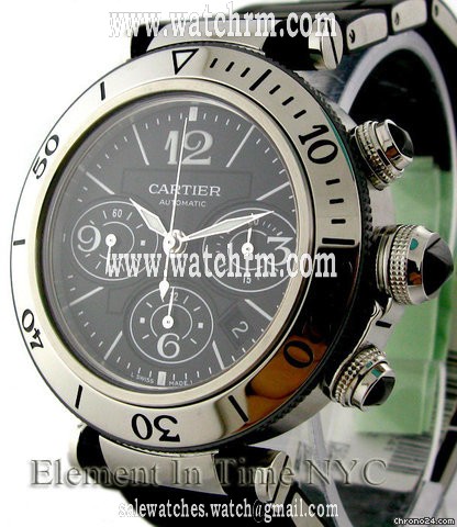 Cartier Pasha Seatimer Chronograph Stainless Steel Black Dial