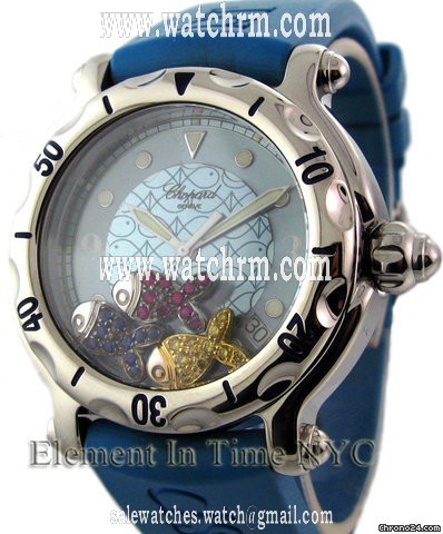 Chopard Happy Beach Stainless Steel Blue Strap Blue Dial 3 Fishes