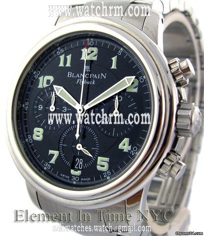 Blancpain Leman Flyback Chronograph  Steel Bracelet Black Dial