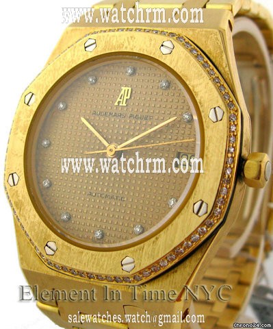 Audemars Piguet Royal Oak 18kt Yellow Gold On Bracelet Diamond Bezel & Dial