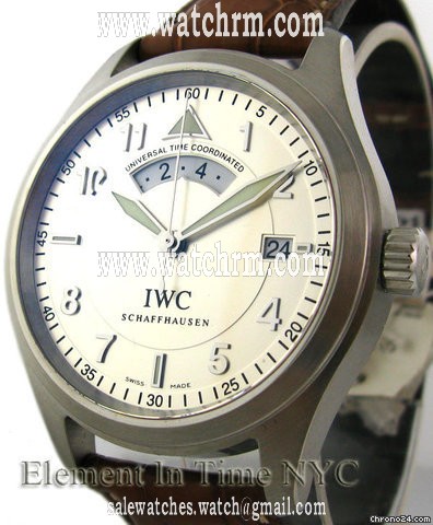 IWC Pilot UTC Stainless Steel On Strap SIlver Spitfire Dial