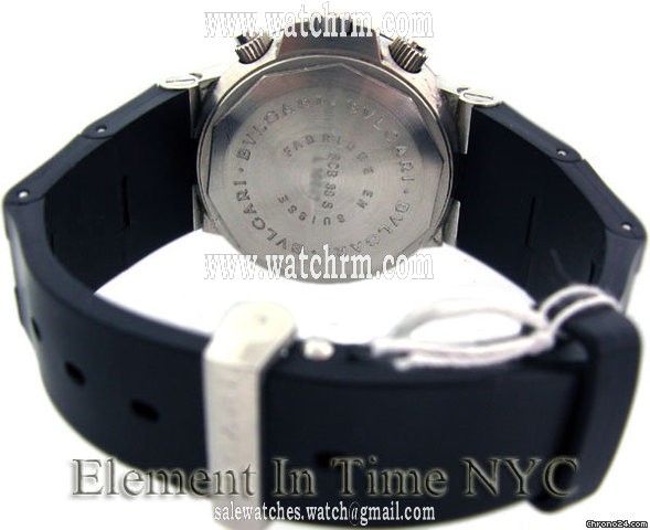 replica Bulgari Scuba Chronograph Stainless Steel On Rubber Strap Black Dial WATCHES 1 
