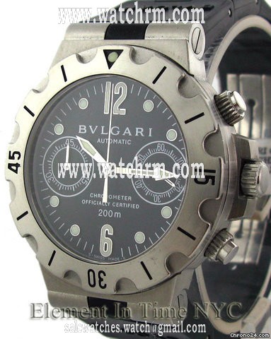 Bulgari Scuba Chronograph Stainless Steel On Rubber Strap Black Dial