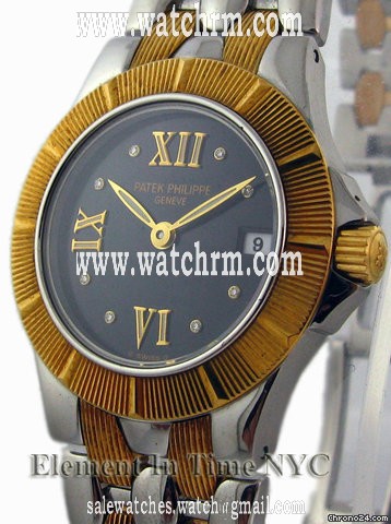 Patek Philippe Neptune 2-Tone Gold/Steel On Bracelet  Black Dial