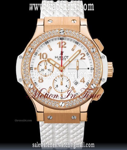 Hublot 341.PE.2010.RW.114 BIG BANG PORTO CERVO ROSE GOLD DIAMOND 41mm WHITE RUBBER-NEW