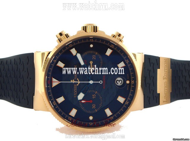 Ulysse Nardin BLUE SEAL MAXI MARINE CHRONOGRAPH ROSE GOLD BLUE RUBBER LTD WATCHES 2
