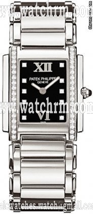 Patek Philippe 4910/10A LADIES' TWENTY-4 STAINLESS STEEL BLACK DIAMOND DIAL
