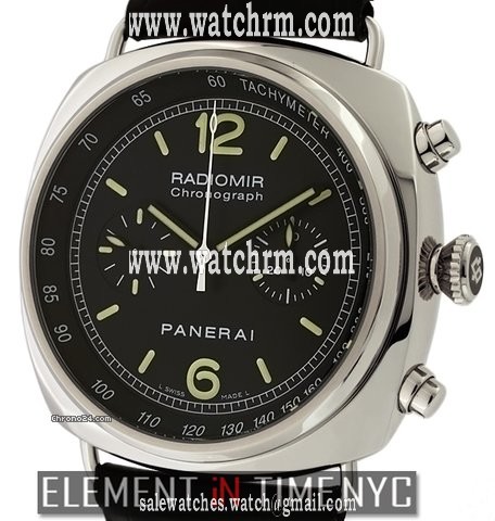 Panerai Radiomir Chronograph Pam 288 Steel On Strap Black Dial