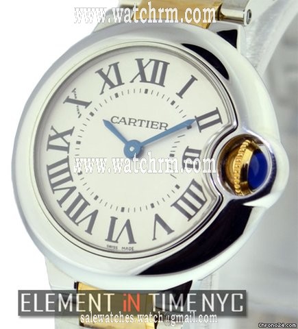 Cartier Ballon Bleu Steel/Gold 28mm Quartz On Bracelet Opaline Dial