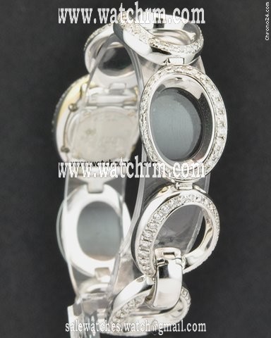 replica Cartier 18k W/G Silver Dial Fully Diamond Loaded Ladies Baignoire WATCHES 1 