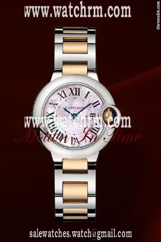 Cartier BALLON BLEU LADIES' ROSE GOLD & STAINLESS STEEL MOP DIAL NEW
