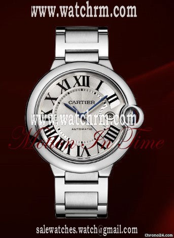 Cartier BALLON BLEU LARGE MEN'S STAINLESS STEEL AUTOMATIC ~ NEW 2011