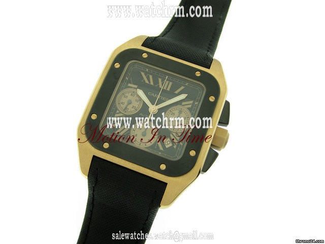replica Cartier SANTOS 100 XL CHRONOGRAPH ROSE GOLD &BLACK CARBON LIMITED ED WATCHES 1 