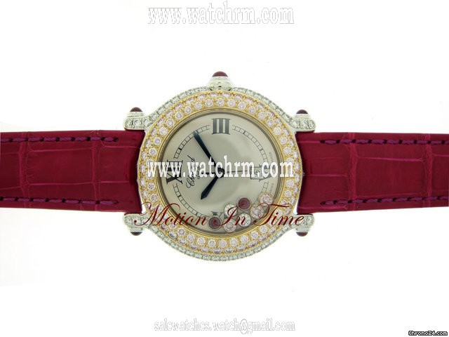 Chopard HAPPY SPORT WHITE GOLD "PIECE UNIQUE" PINK DIAMOND BEZEL R/G