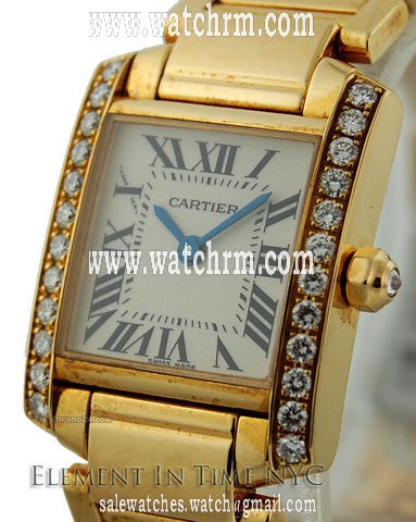 Cartier Tank Francaise Yellow Gold Ladies Factory Diamonds