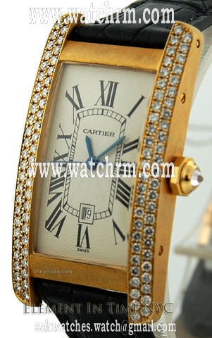 Cartier Tank Americaine Yellow Gold 2 Row Factory Diamonds