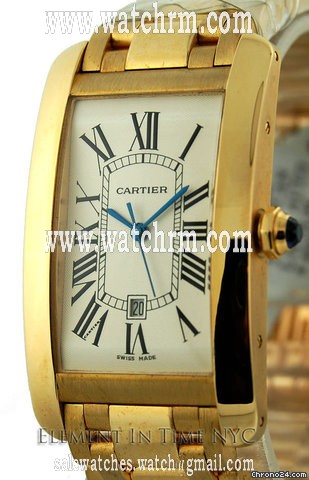 Cartier Tank Americaine Large Yellow Gold On Bracelet Automatic