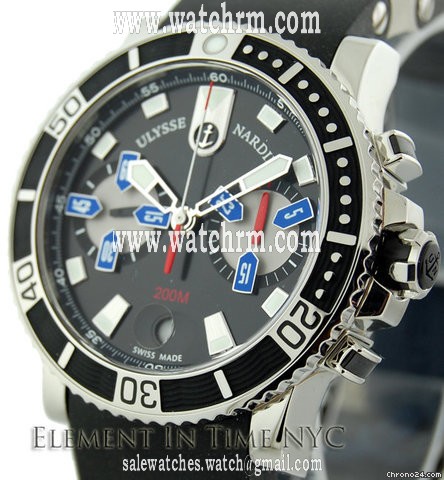 Ulysse Nardin Maxi Marine Diver Chrono Rubber Bracelet  8003-102-3/92 B+P