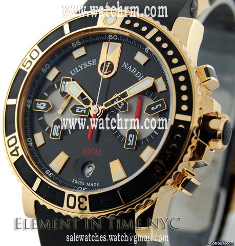 Ulysse Nardin Maxi Marine Diver Chrono Rose Gold 8006-102 B+P