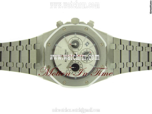 replica Audemars Piguet ROYAL OAK CHRONOGRAPH AUTOMATIC "NEW-STYLE" WHITE DIAL WATCHES 1 