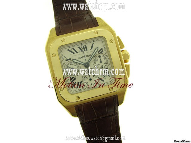replica Cartier SANTOS 100 XL YELLOW GOLD CHRONOGRAPH AUTOMATIC - 2011 NEW WATCHES 1 