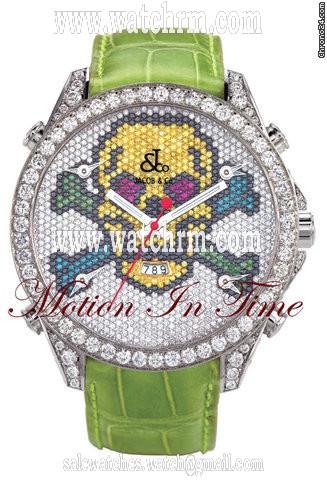 Jacob & Co. "SKULL" DIAMOND 5-TIMEZONE STEEL 47mm SPECIAL EDITION