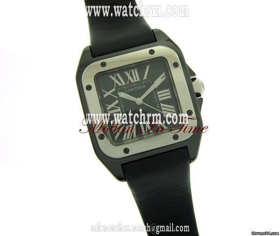 replica Cartier SANTOS 100 mm - MIDSIZE BLACK CERAMIC & TITANIUM SPECIAL ED. WATCHES 1 