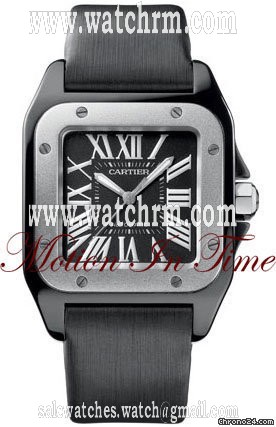 Cartier SANTOS 100 mm - MIDSIZE BLACK CERAMIC & TITANIUM SPECIAL ED.