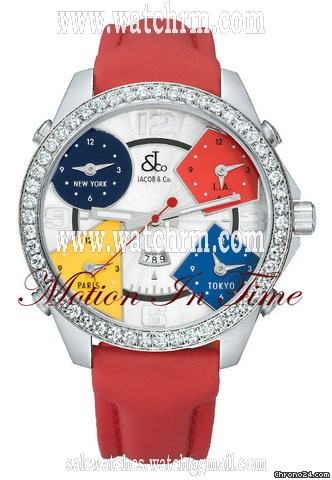 Jacob & Co. The Five Time Zone Watch Stainless Steel w/ 3.25ct Diamond