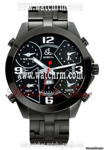 Jacob & Co. The Five Time Zone Watch Black PVD Steel on Bracelet 47mm