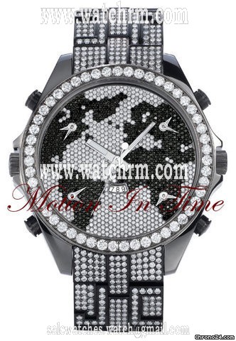 Jacob & Co. FIVE TIMEZONE "THE MONSTER" BLACK STEEL FUL DIAMOND MAP 2010