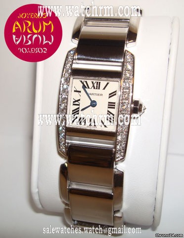 Cartier Tank Oro Blanco y Brillantes Mediano