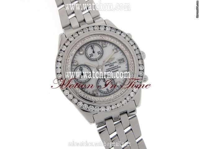 replica Breitling CHRONOMAT STAINLESS STEEL 4.00ct DIAMOND CHRONOGRAPH AUTO WATCHES 1 