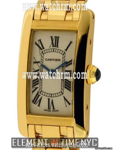 Cartier Tank Americaine  Ladies 18K Yellow Gold W26015K2 B+P