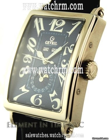 Gevril Avenue of Americas Triple Calendar Moonphase Blue Dial