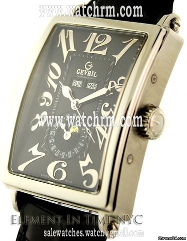 Gevril Avenue of Americas Triple Calendar Moonphase Black Dial