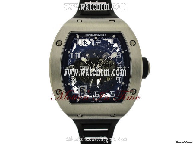 replica Richard Mille RM-10 TITANIUM AUTOMATIC SKELETON ON BLACK AERO RUBBER STRAP WATCHES 1