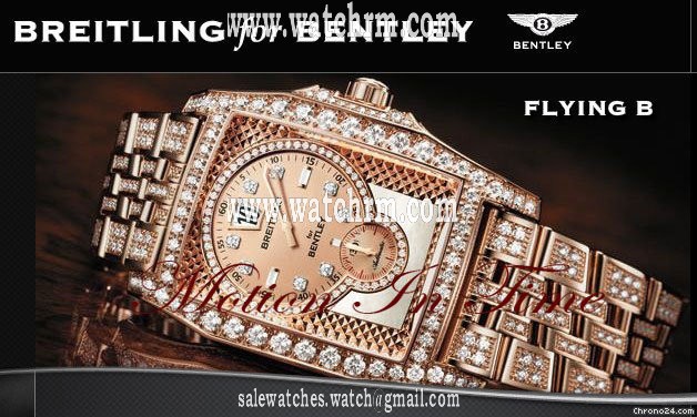 Breitling "BENTLEY FLYING B" ROSE GOLD FULL PAVE DIAMONDS LTD 50 PIECE